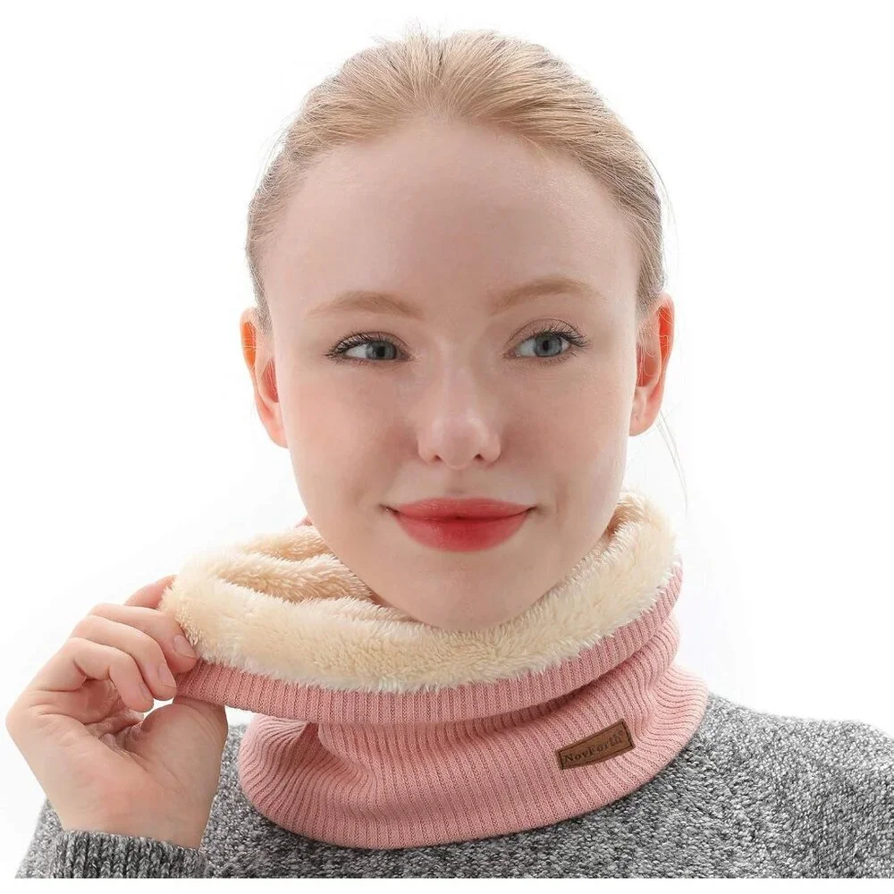 Men's Pink Winter Ski Neck Gaiter Face Scarf Fleece Lined Windproof Scarves